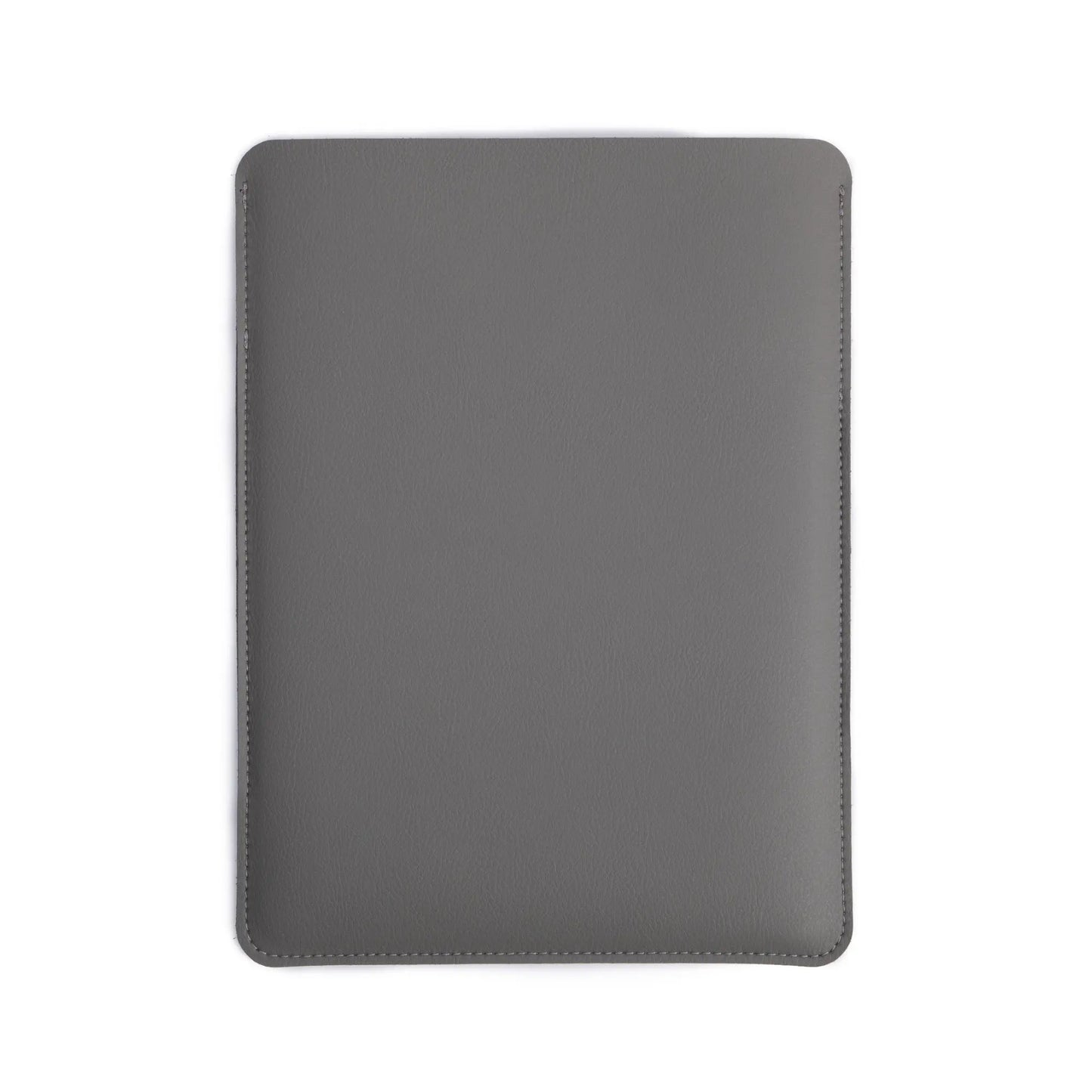 Back view of 2-in-1 slim MacBook leather sleeve - dark gray.