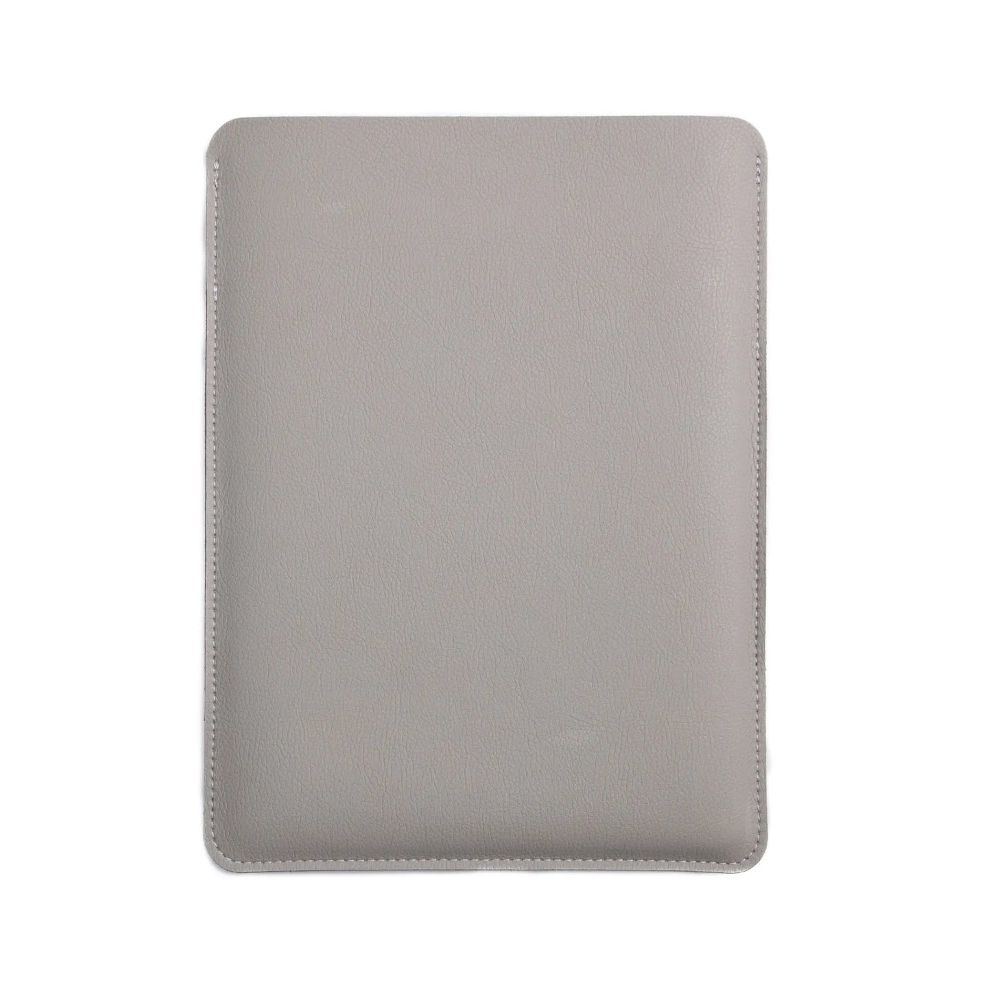 Back view of 2-in-1 slim MacBook  leather sleeve - light gray