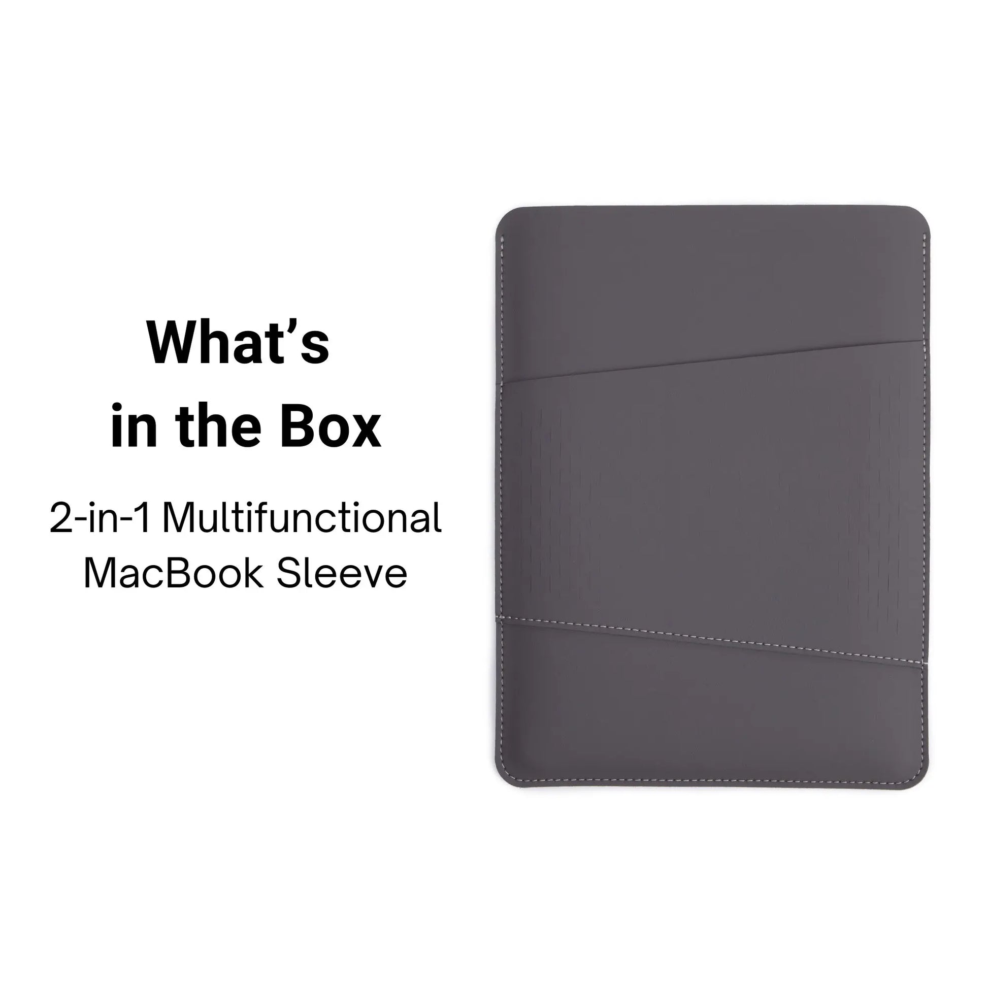 Packaging view of antibacterial 2-in-1 MacBook leather sleeve - vintage gray.