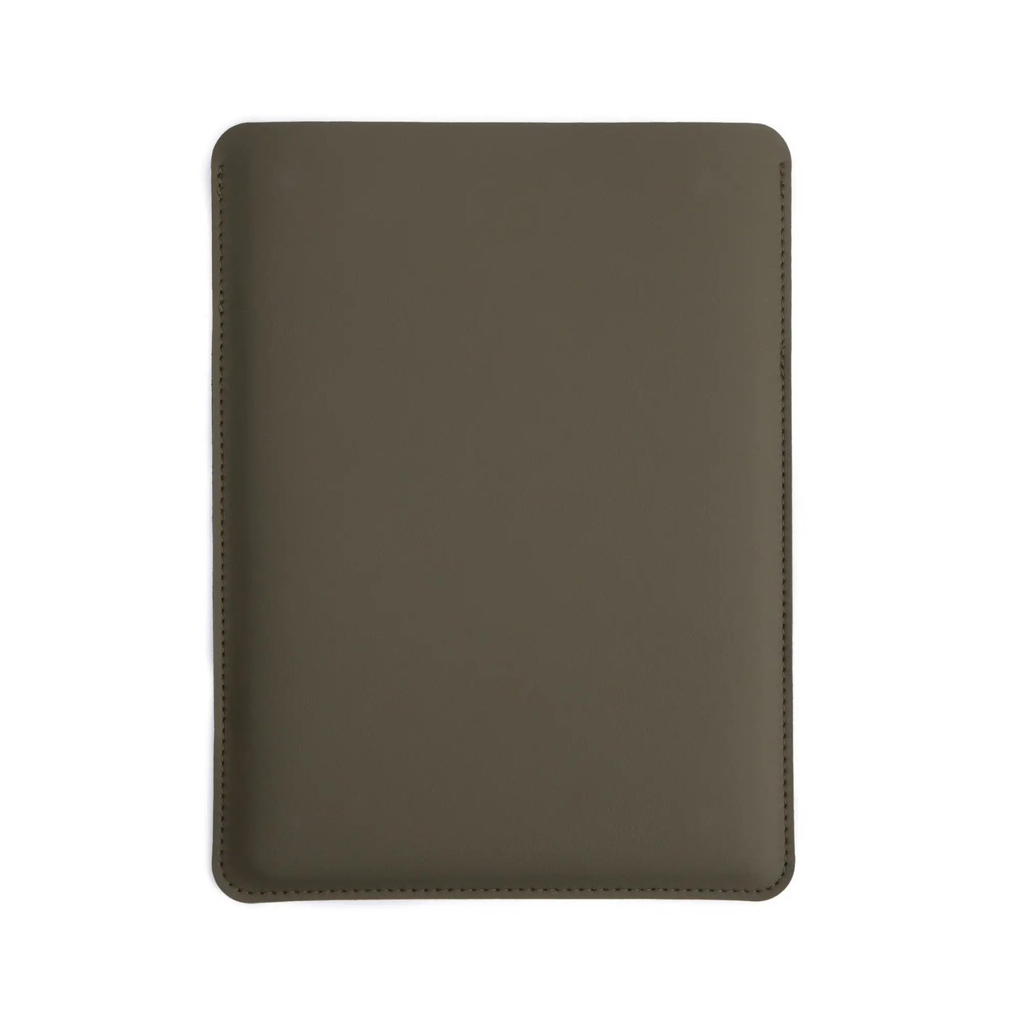 Back view of antibacterial 2-in-1 multifunctional MacBook sleeve - olive green.