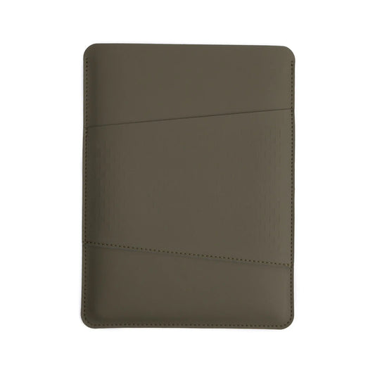 Front view of antibacterial 2-in-1 multifunctional MacBook sleeve - olive green.