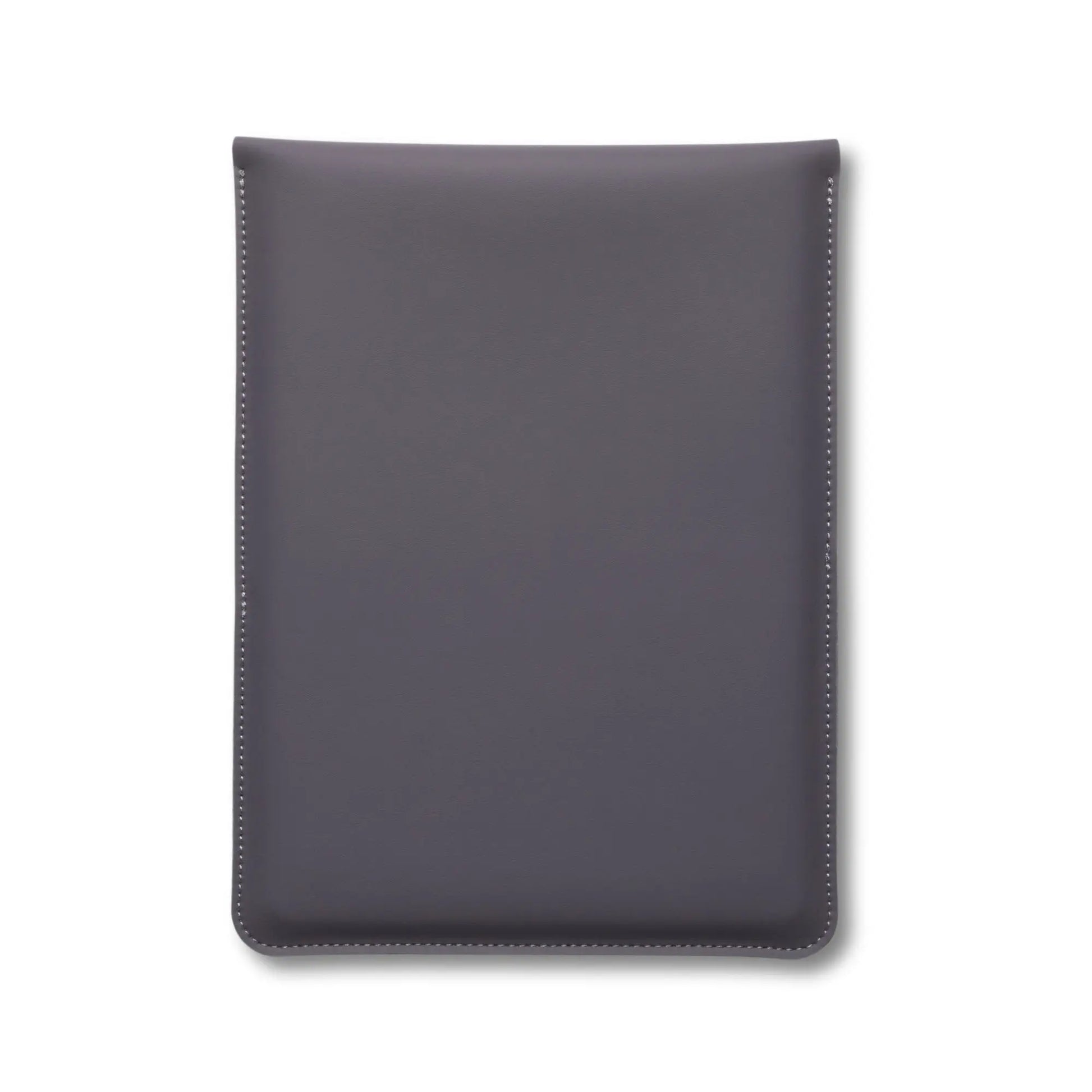 Bottom view of antibacterial 3-in-1 vintage gray MacBook leather sleeve.